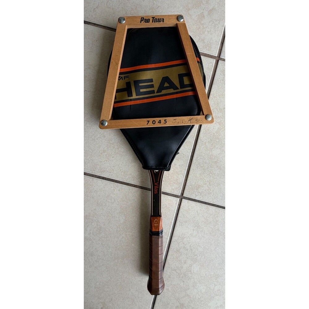 Vintage AMF Head Guillermo Vilas Wood Tennis Racquet 4 5/8 Grip Case & Press